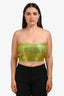 Retrofête Neon Green Gold Beaded Strapless Theo Top Size M