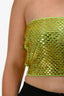 Retrofête Neon Green Gold Beaded Strapless Theo Top Size M