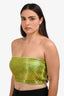 Retrofête Neon Green Gold Beaded Strapless Theo Top Size M