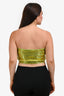Retrofête Neon Green Gold Beaded Strapless Theo Top Size M