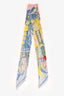 Hermès Light Blue Multicolour Silk Leaf Print Twilly