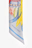 Hermès Light Blue Multicolour Silk Leaf Print Twilly