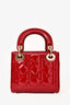 Christian Dior 2017 Red Patent Cannage Leather Mini Lady Dior