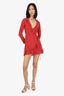 Réalisation Par Red/White Silk Star Print Ruffled Wrap Dress Size XS