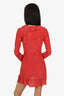 Réalisation Par Red/White Silk Star Print Ruffled Wrap Dress Size XS