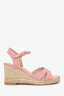 Stuart Weitzman Pink Canvas Espadrille Wedge Sandals Size 6