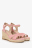 Stuart Weitzman Pink Canvas Espadrille Wedge Sandals Size 6