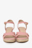 Stuart Weitzman Pink Canvas Espadrille Wedge Sandals Size 6
