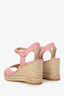 Stuart Weitzman Pink Canvas Espadrille Wedge Sandals Size 6