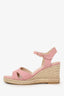 Stuart Weitzman Pink Canvas Espadrille Wedge Sandals Size 6