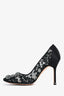 Manolo Blahnik Black Lace Hangisi Heels Size 35.5