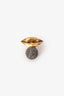 Christian Dior Gold Tone/Black Lip/Crystal Ball Ring Size L (As Is)