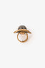 Christian Dior Gold Tone/Black Lip/Crystal Ball Ring Size L (As Is)