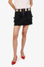 Roberto Cavalli Black Leopard Print Detail Mini Skirt Size S