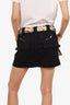 Roberto Cavalli Black Leopard Print Detail Mini Skirt Size S