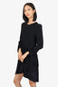 Ann Demeulemeester Black Long Sleeve Velvet Hem Dress Size 36