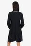 Ann Demeulemeester Black Long Sleeve Velvet Hem Dress Size 36