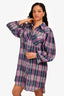 Isabel Marant Etoile Purple/ Teal Plaid Cotton Printed 'Britany' Shirt Dress Size 38