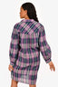 Isabel Marant Etoile Purple/ Teal Plaid Cotton Printed 'Britany' Shirt Dress Size 38