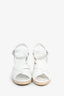 Prada White Leather Espadrille Wedge Sandals Size 39