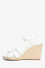 Prada White Leather Espadrille Wedge Sandals Size 39