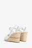 Prada White Leather Espadrille Wedge Sandals Size 39