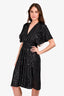 Maje Black Sequin Cinched Waist Midi Dress Size 2