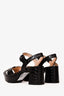 Prada Black Croc Embossed Leather Platform Sandals Size 35.5