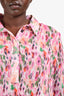 Ganni Pink Floral Pleated Blouse Size 44