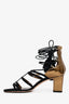Jimmy Choo Black/ Gold Strappy Tassle Block Heels Size 37.5