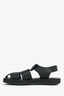 The Row Black Grained Leather Fisherman Sandals Size 37