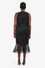 Akris Punto Black Mesh Ruffle Hem Midi Dress Size 14