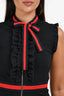 Gucci Black Ruffle Web Trimmed Zip-Down Mini Dress Size XS