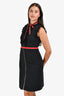 Gucci Black Ruffle Web Trimmed Zip-Down Mini Dress Size XS