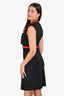 Gucci Black Ruffle Web Trimmed Zip-Down Mini Dress Size XS
