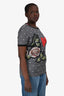 Dolce & Gabbana Grey Polka Dot Rose Print T-Shirt Size 44