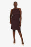 Brunello Cucinelli Brown Virgin Wool Pleated Detail Sleeveless Dress Size L