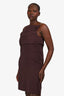 Brunello Cucinelli Brown Virgin Wool Pleated Detail Sleeveless Dress Size L