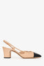 Pre-Loved Chanel™ Beige/Black Leather Slingback Heels Size 39