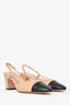 Pre-Loved Chanel™ Beige/Black Leather Slingback Heels Size 39