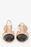 Pre-Loved Chanel™ Beige/Black Leather Slingback Heels Size 39