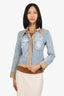 Dolce & Gabbana Blue/Beige Distressed Denim Jacket Size 40