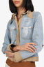 Dolce & Gabbana Blue/Beige Distressed Denim Jacket Size 40
