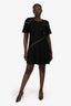 A.L.C. Black Eyelet Detail Short Sleeve Mini Dress Size 6