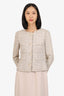 Pre-Loved Chanel™ 04P Pink/Cream/Navy Tweed Fringed Jacket Size 38