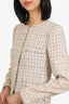 Pre-Loved Chanel™ 04P Pink/Cream/Navy Tweed Fringed Jacket Size 38