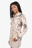 Prada Beige/Black Silk Tiger Print Blouse Size 40