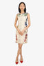 Oscar de la Renta White/Multicolour Houndstooth Sleeveless Dress Size 6