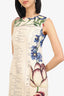 Oscar de la Renta White/Multicolour Houndstooth Sleeveless Dress Size 6