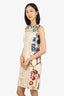 Oscar de la Renta White/Multicolour Houndstooth Sleeveless Dress Size 6